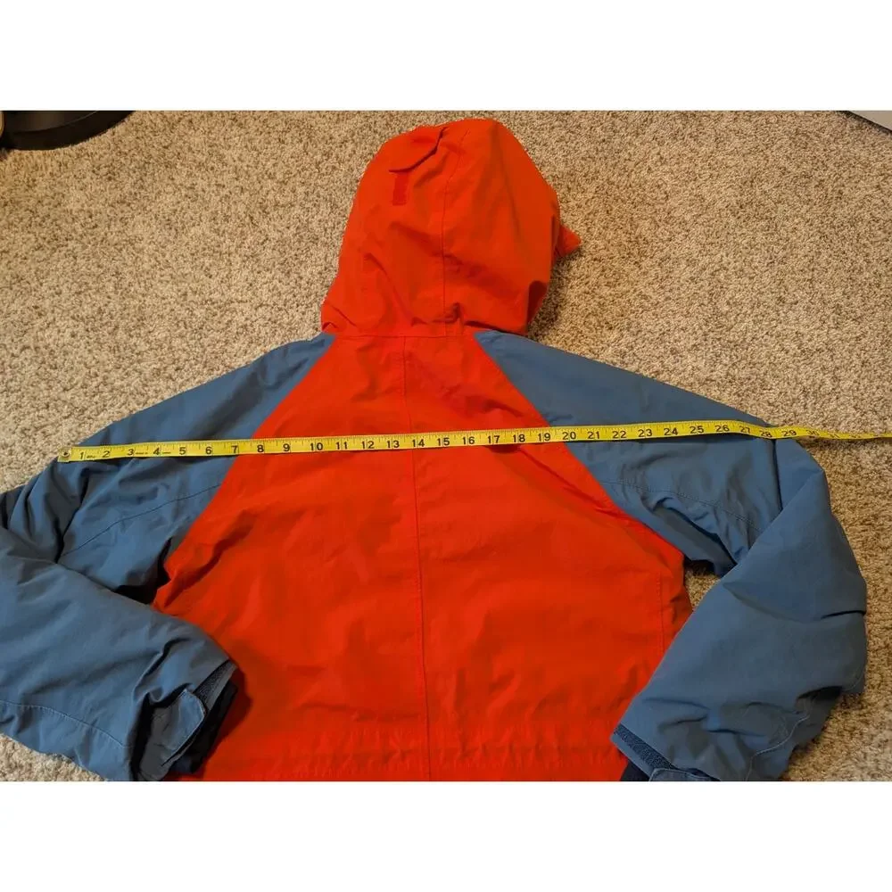 Lands' End Boys L 14-16 Orange Blue Hooded Winter Jacket Squall Parka Coat